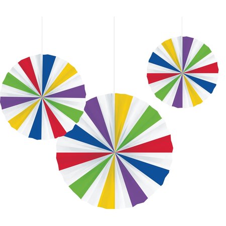 CREATIVE CONVERTING Primary Color Paper Fans, 18PK 360484